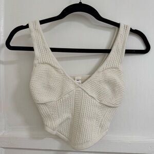 Alo Open-Knit Chase The Sun White Tank Top